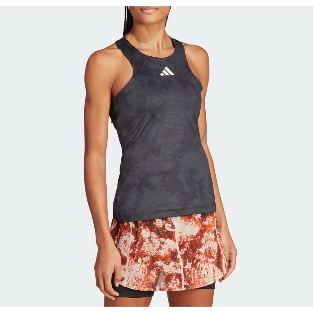Adidas Women's Medium Heat.Rdy Tennis Y-Tank Top Intergrated Bra Carbon HY4082